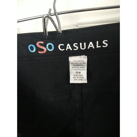 OSO Casual Woman 18W Jeans Black Stretch Ankle 5 Pocket Casual Ankle Tie Accent - Picture 8 of 10